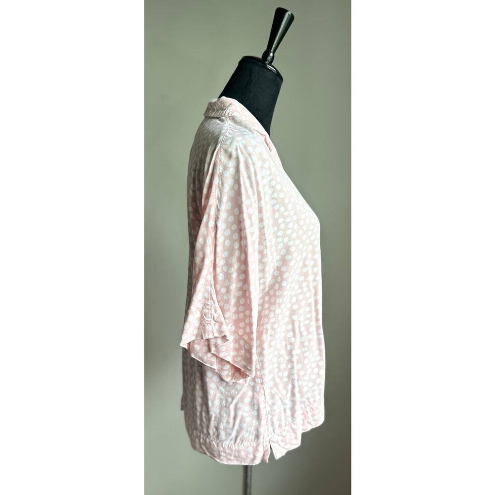 Piyama Pink White Polka Dot Short Sleeve Button Front Pajama Top Size S/M - Picture 2 of 7